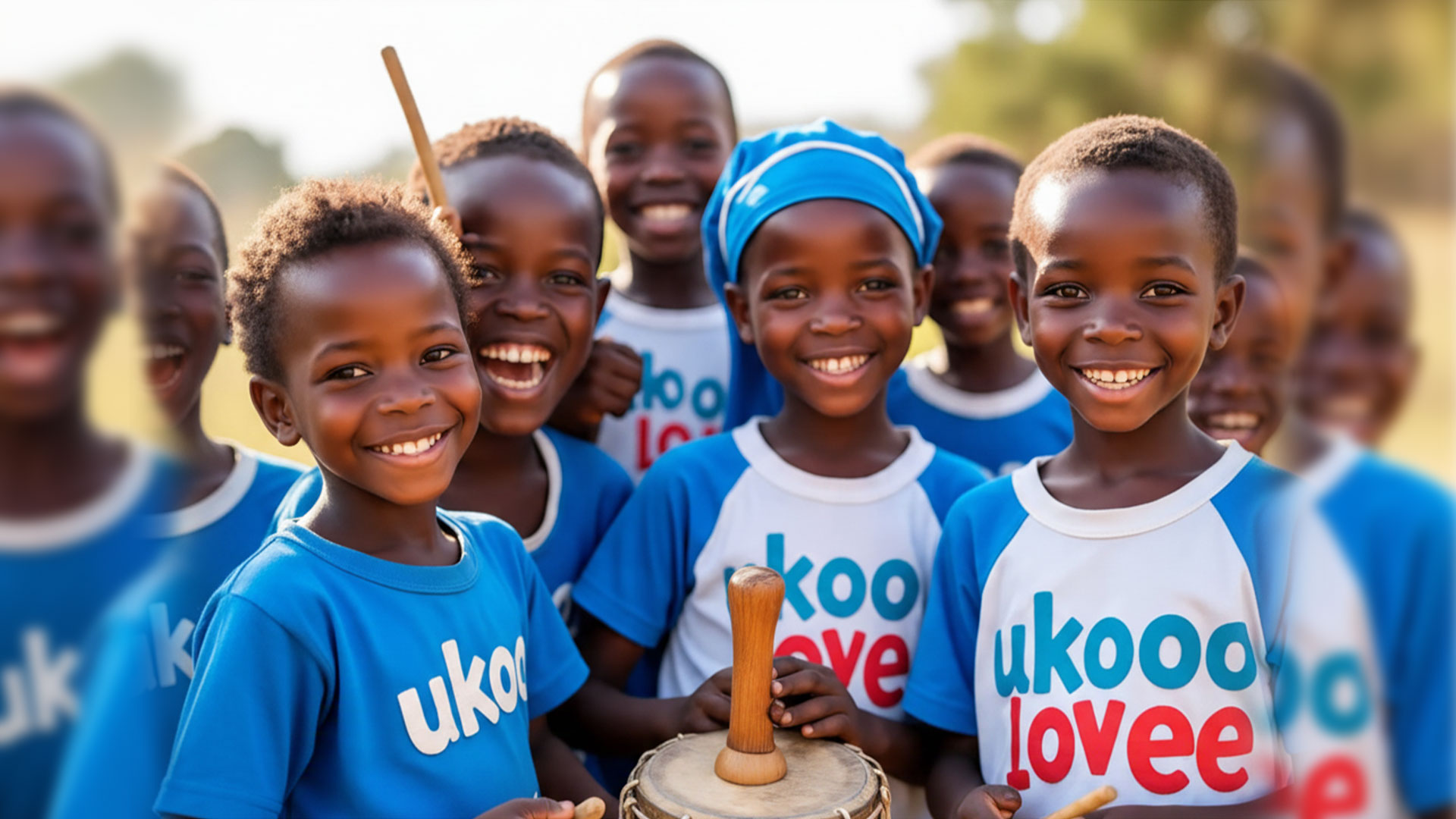 Children and community members smiling together in a humanitarian outreach program